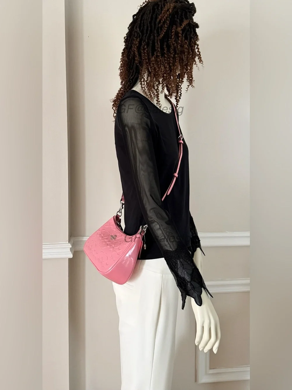 NWT Coach Teri Shoulder&Crossbody Bag Pink Patent Leather  Heart Charm CDA98
